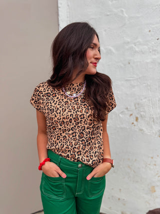 Jenna Leopard Top-Caramel