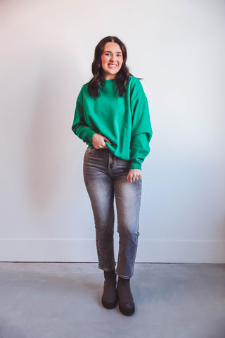 Makenna Crewneck-Kelly Green