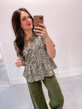 Whitney Leopard Tie Top