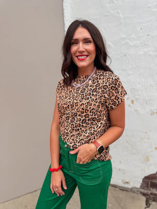 Jenna Leopard Top-Caramel