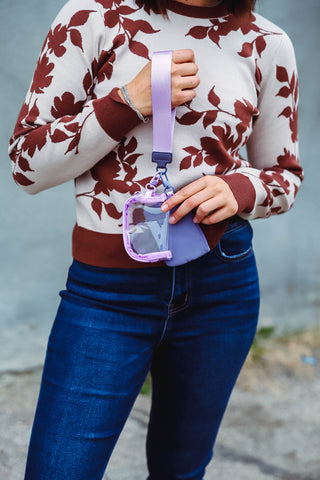 Dual Pouch Wristlet Wallet-Purple/Clear