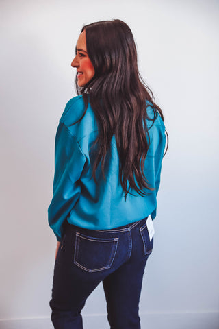 Megan Quarter Zip-Ocean Teal