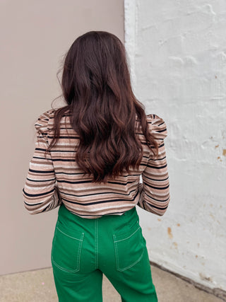 Evelyn Striped Top-Mocha/Black