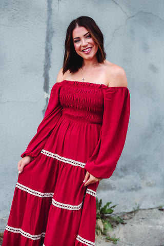 Anna Maxi Dress-Maroon