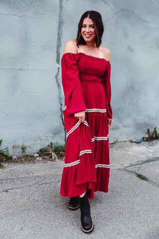 Anna Maxi Dress-Maroon