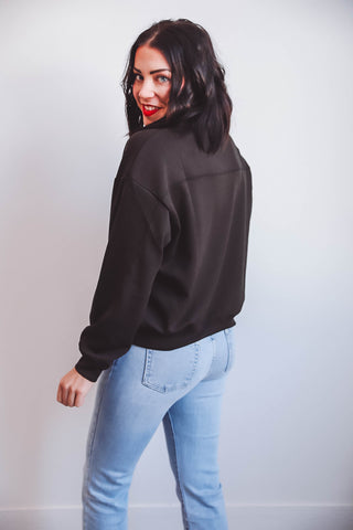 Megan Quarter Zip-Black