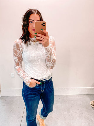 Cristin Lace Top-White