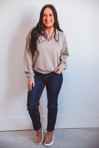 Megan Quarter Zip-Ash Mocha