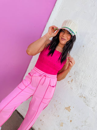 Hallie Barrel Pants-Pink