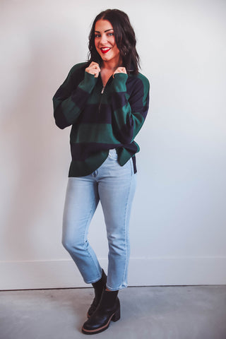 Tyler Color Block Sweater-Green/Navy