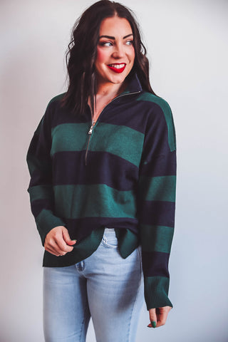 Tyler Color Block Sweater-Green/Navy