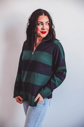 Tyler Color Block Sweater-Green/Navy