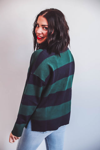 Tyler Color Block Sweater-Green/Navy