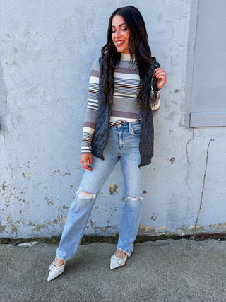 Britt Striped Sweater-Eggplant/Blue