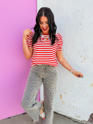 Jaci Striped Top-Red