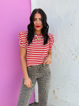 Jaci Striped Top-Red