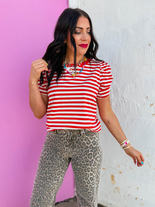 Jaci Striped Top-Red