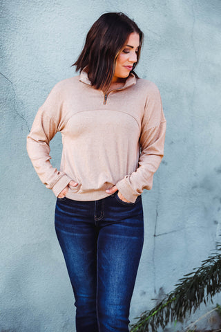 Sara Half Zip Pullover-Rust