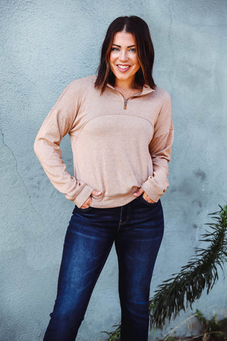 Sara Half Zip Pullover-Rust