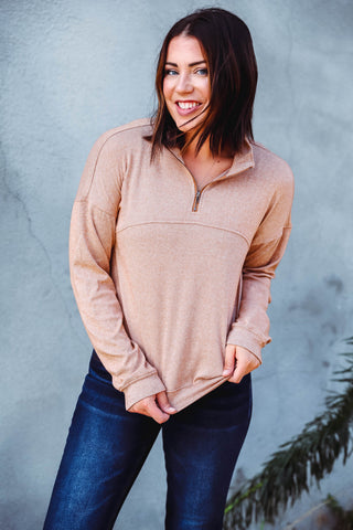 Sara Half Zip Pullover-Rust