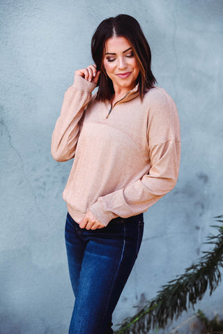 Sara Half Zip Pullover-Rust