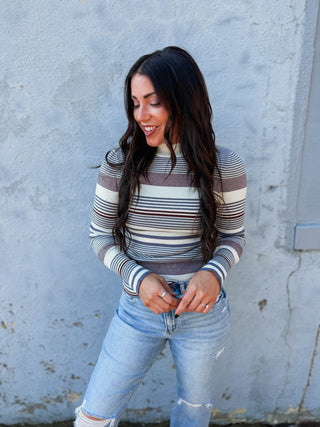 Britt Striped Sweater-Eggplant/Blue