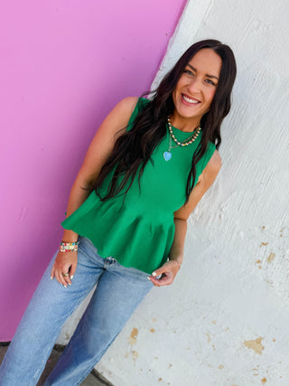 Sadie Knit Tank-Green