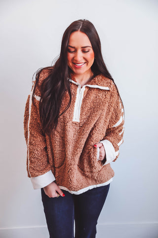 Kourtney Fleece Pullover-Tan