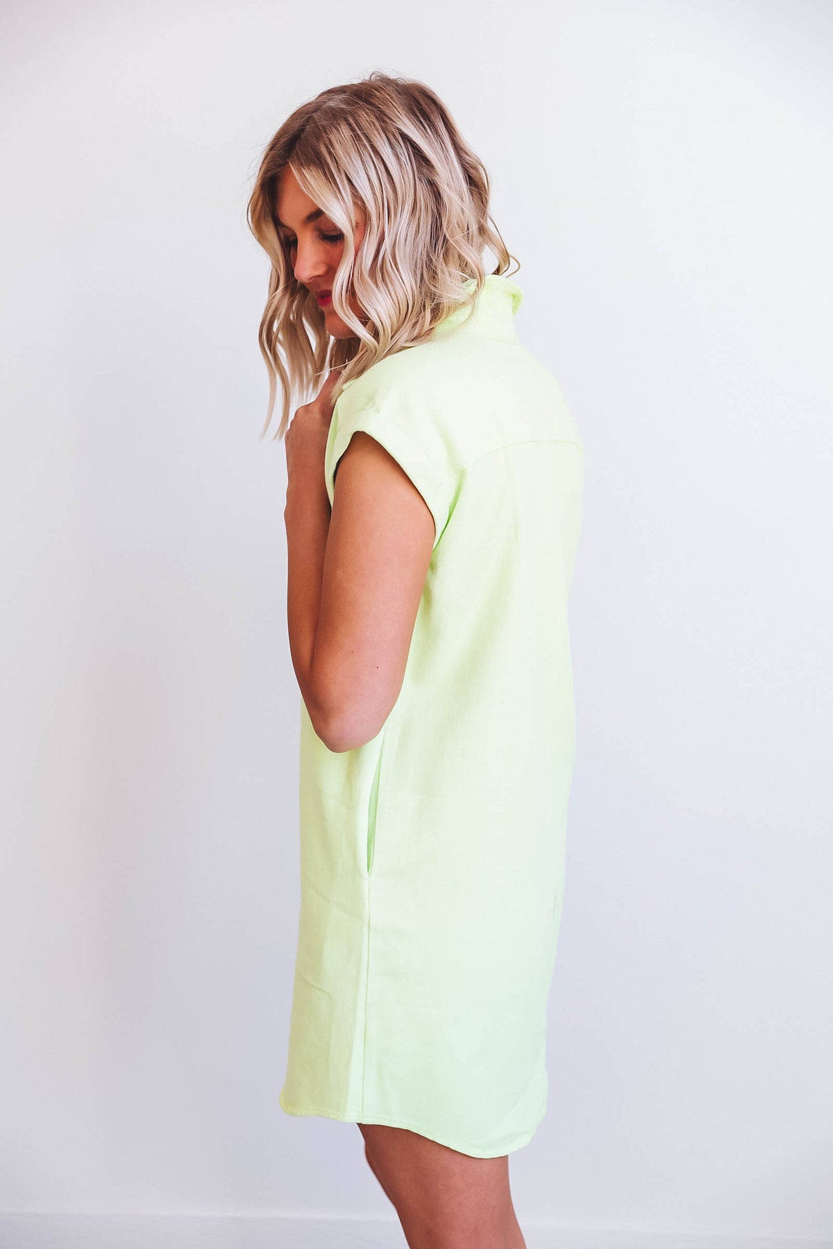 Kayla Denim Mini Dress-Lime