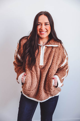 Kourtney Fleece Pullover-Tan