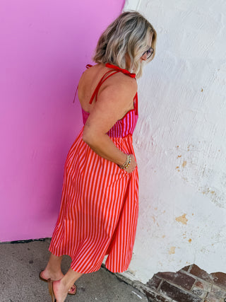 Lena Striped Midi Dress