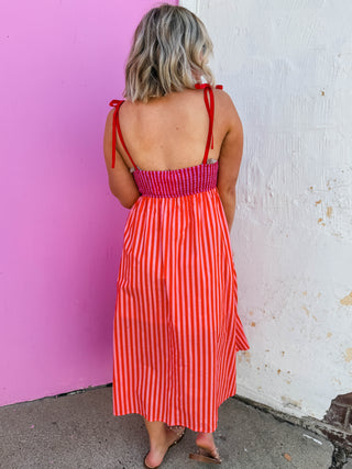 Lena Striped Midi Dress