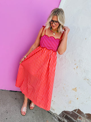 Lena Striped Midi Dress