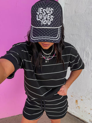 Polka Dot Jesus Loves You Smiley Hat