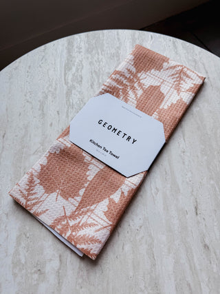 Autumnal Leaves Gold Tea Towel-Geometry