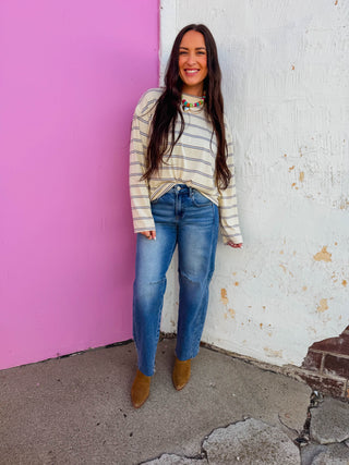 Jace Striped Long Sleeve-Butter