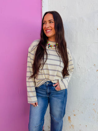 Jace Striped Long Sleeve-Butter
