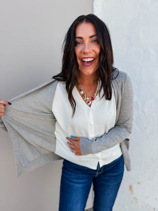 Brandy Cardigan-Heather Grey