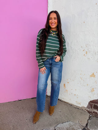 Jace Striped Long Sleeve-Green