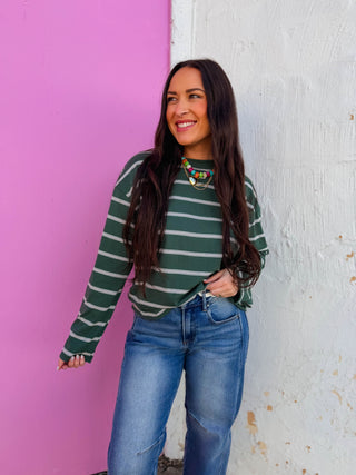Jace Striped Long Sleeve-Green