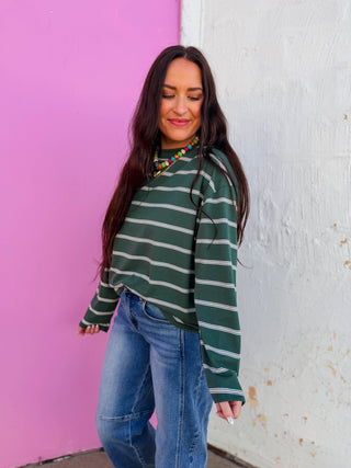 Jace Striped Long Sleeve-Green