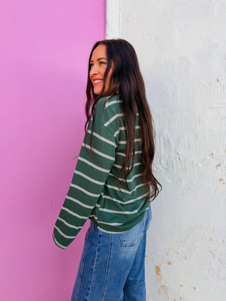 Jace Striped Long Sleeve-Green