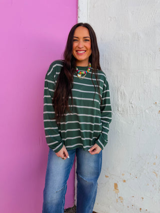 Jace Striped Long Sleeve-Green