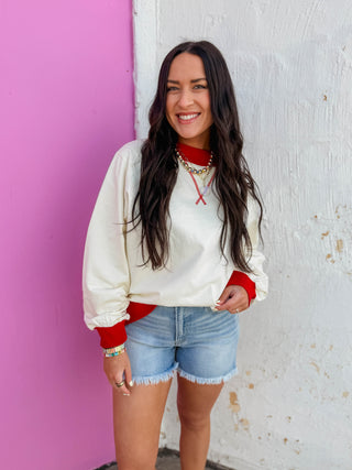 Andie Mock Neck Sweatshirt-Cream