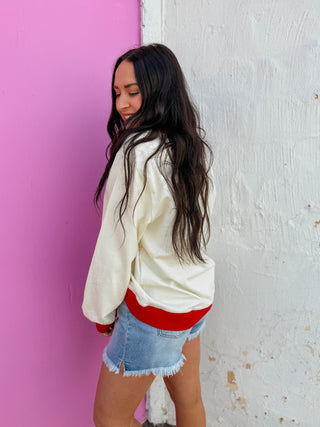 Andie Mock Neck Sweatshirt-Cream