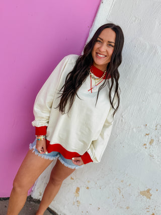 Andie Mock Neck Sweatshirt-Cream