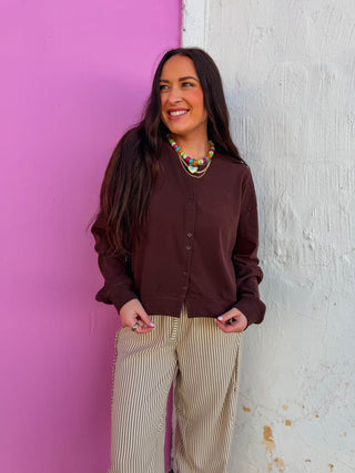 Maggie Cardigan-Chocolate