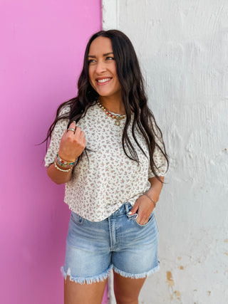 Meadow Floral Top-Mocha
