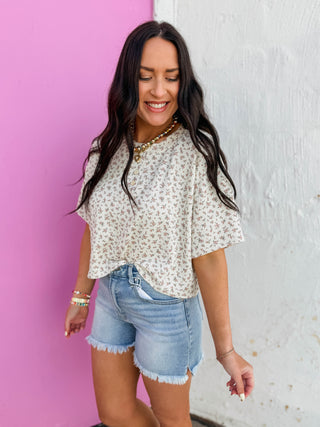 Meadow Floral Top-Mocha
