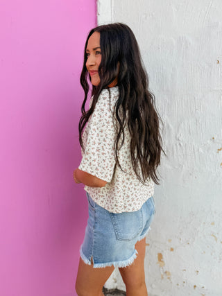 Meadow Floral Top-Mocha